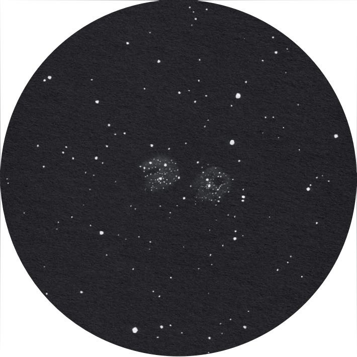 Illustrazione di h e χ Persei con un binocolo
20×125. Uwe Glahn