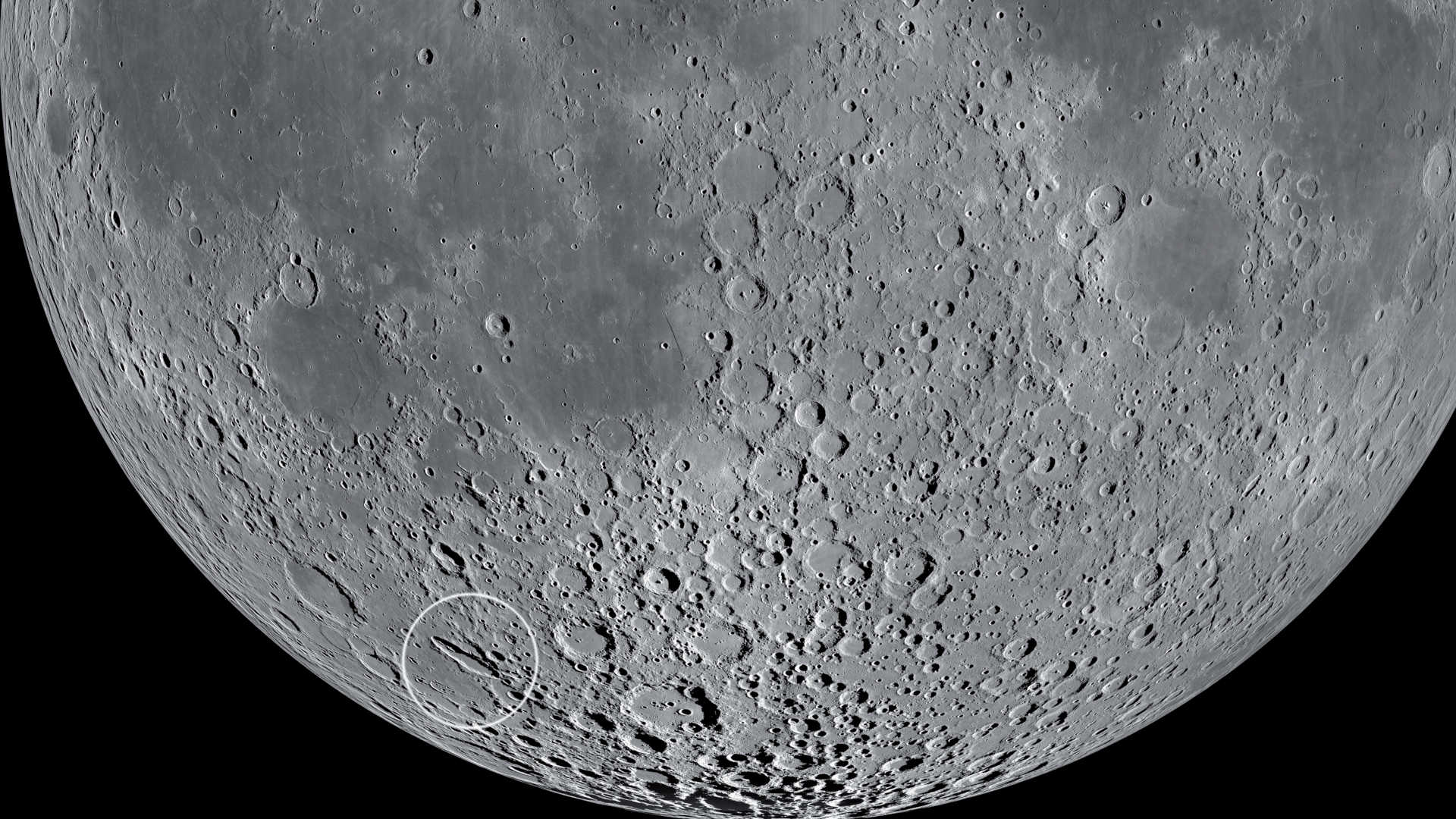 Schiller is highly elliptical with a diameter of 70 km × 180 km. NASA/GSFC/Arizona State University
