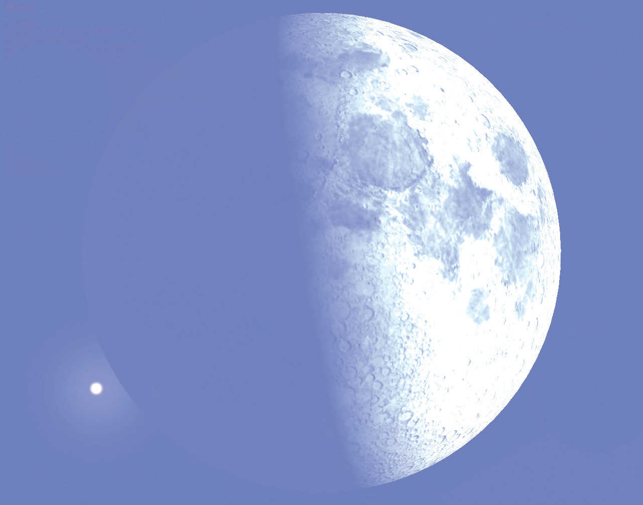 A ocultação a 23 de janeiro de 2018 ocorreu ao pôr do sol, na fase da lua crescente. Stellarium