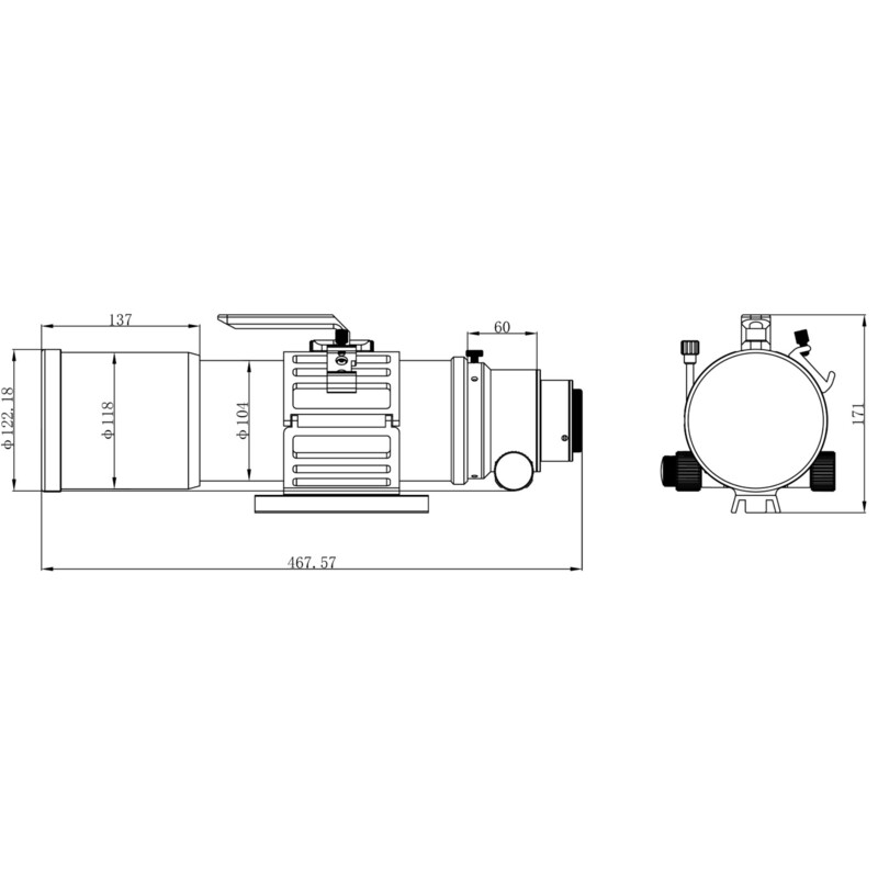 Lunette apochromatique Omegon Pro APO AP 94/517 Triplet ED OTA + Test Report