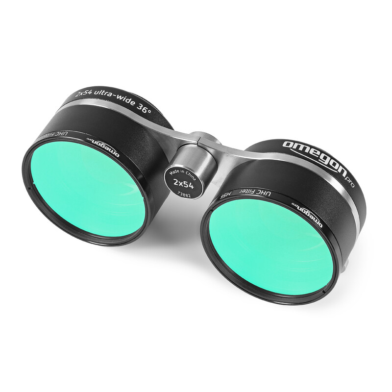 Omegon Binoculares 2×54 para observación de campo estelar + 2 filtros Pro UHC M56