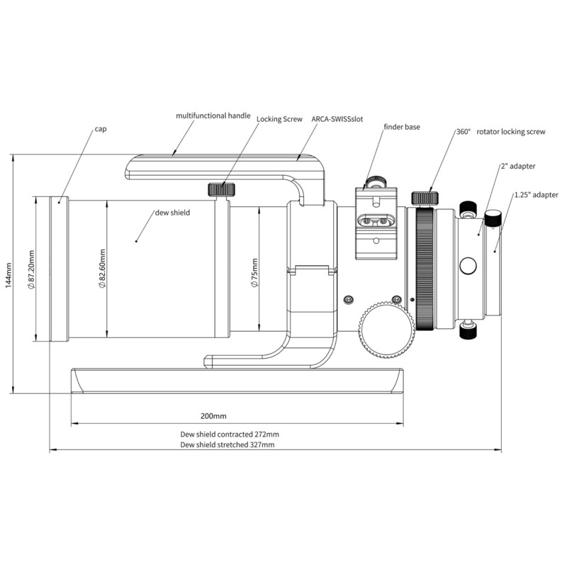 Lunette apochromatique Omegon Apochromatischer Refraktor Pro APO AP 61/360 Triplet ED OTA + Pro Reducer 0,75x